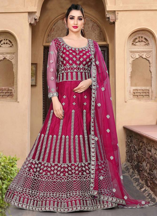 viana vol 6 Designer Fancy Heavy Wedding Wear Butterfly Net With Embroidery Work Gown With Dupatta Collection(XL(Margin upto 44)